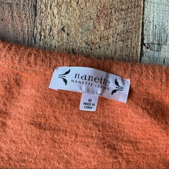 Nanette lepore women's size M orange with gold knit balloon long sleeve sweater - Picture 5 of 8
